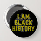 I Am Black History – ブラック拳グラフィックボタン 缶バッジ (正面&裏面)