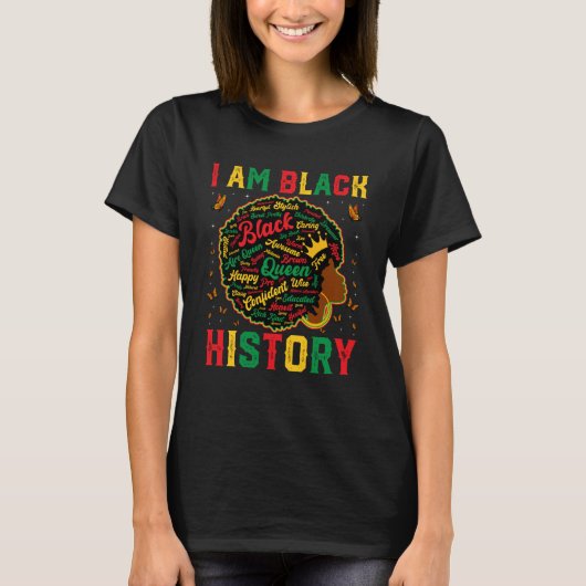 I Am Black History Afro African American Women Ret Tシャツ (正面)