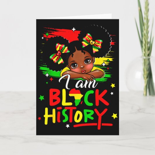 I Am Black History Afro Girl Little Melanin Prince カード (正面)