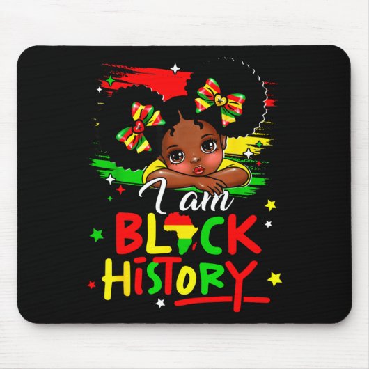 I Am Black History Afro Girl Little Melanin Prince マウスパッド (正面)