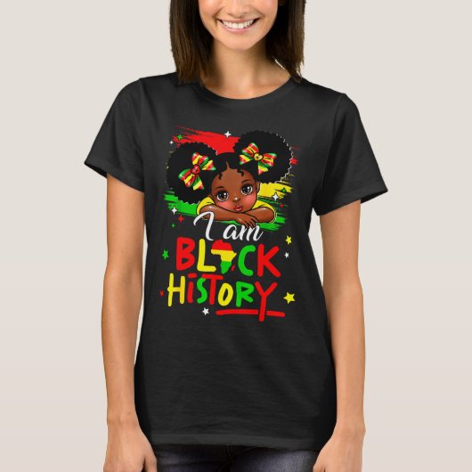 I Am Black History Afro Girl Little Melanin Prince Tシャツ (正面)