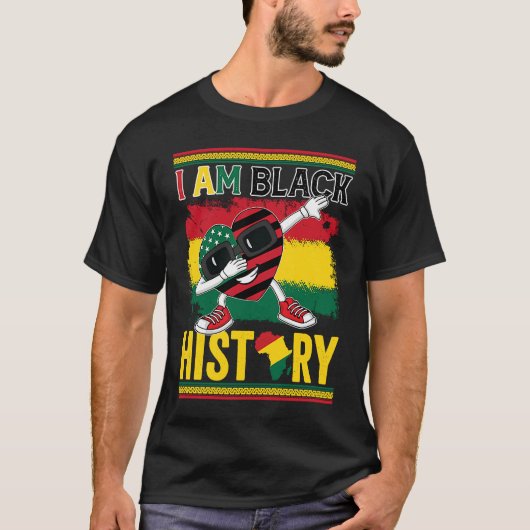 I Am Black History American Flag Cute Heart BHM BL Tシャツ (正面)