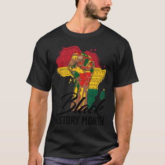 I Am Black History BHM Pride Map Of Africa Black M Tシャツ (正面)