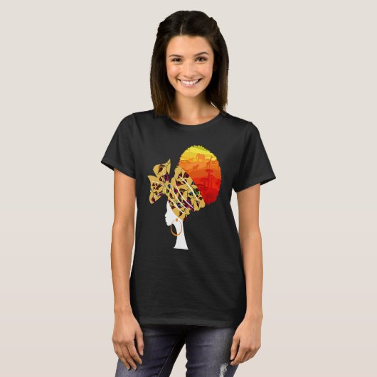 I Am Black History Black Queen Safari BHM Afro Wo Tシャツ (正面フル)