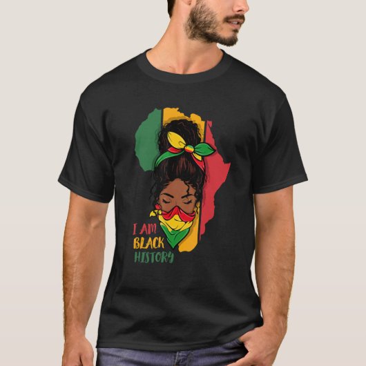 I Am Black History Month Africa Map & Black Queen  Tシャツ (正面)