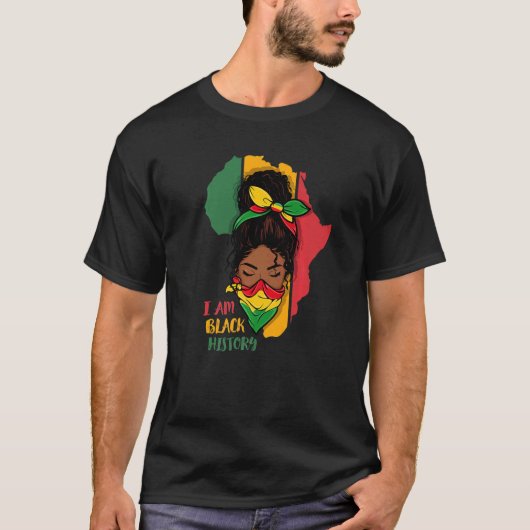 I Am Black History Month Africa Map & Black Queen  Tシャツ (正面)