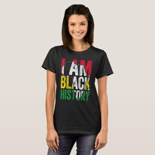 I Am Black History Month Melanin BLM African Pride Tシャツ (正面フル)