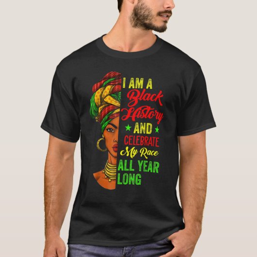 I Am Black History Month Proud Afro African Black  Tシャツ (正面)