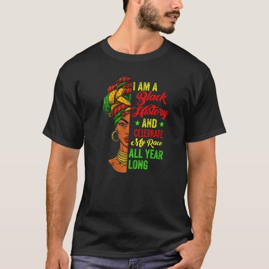 I Am Black History Month Proud Afro African Black  Tシャツ (正面)