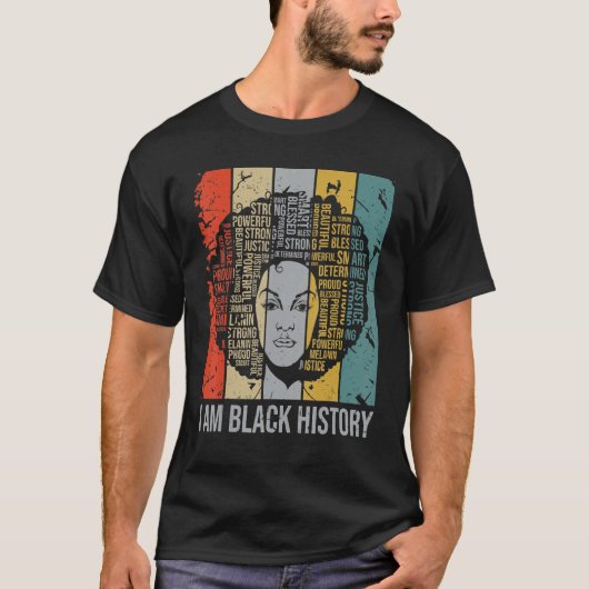 I Am Black History Month Proud Blessed Powerful Bl Tシャツ (正面)