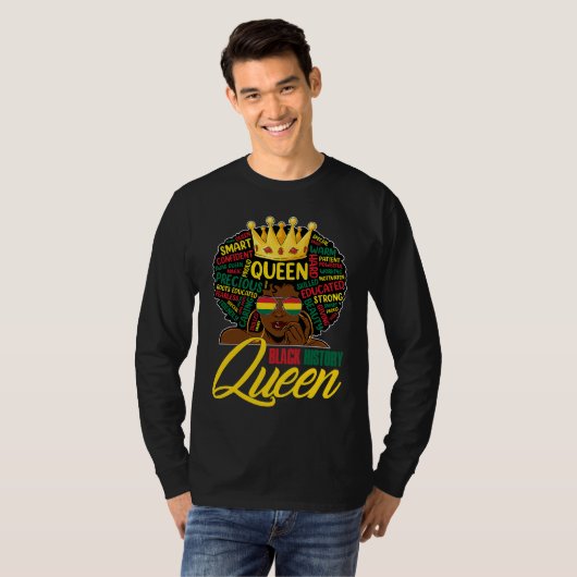 I Am Black History Queen BHM BLM Pride Melanin Wom Tシャツ (正面フル)