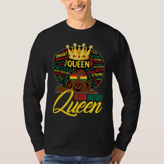 I Am Black History Queen BHM BLM Pride Melanin Wom Tシャツ (正面)