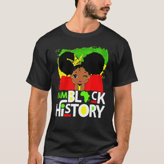 I Am Black History Queen Melanin Afro African Prid Tシャツ (正面)