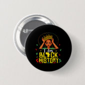 I Am Black History Women Girl Black History Month  缶バッジ (正面&裏面)