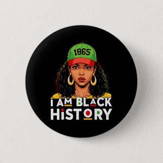 I Am Black History Women Girl Black History Month 缶バッジ
