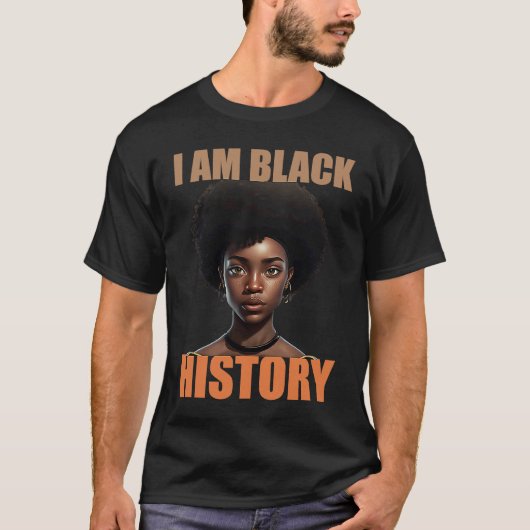I am black history Women Girls Black History Month Tシャツ (正面)