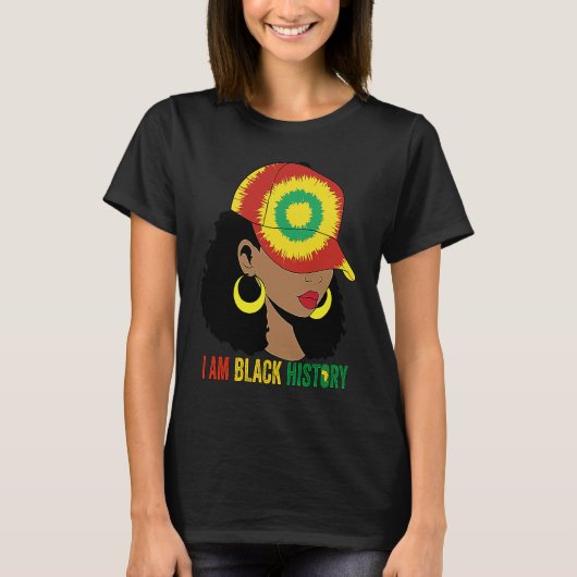 I AM BLACK HISTORY Women Girls Black Queen Month H Tシャツ (正面)