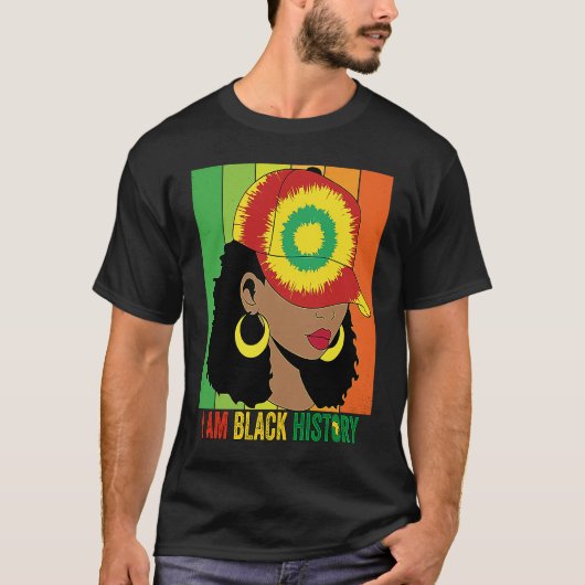 I AM BLACK HISTORY Women Girls Black Queen Month H Tシャツ (正面)