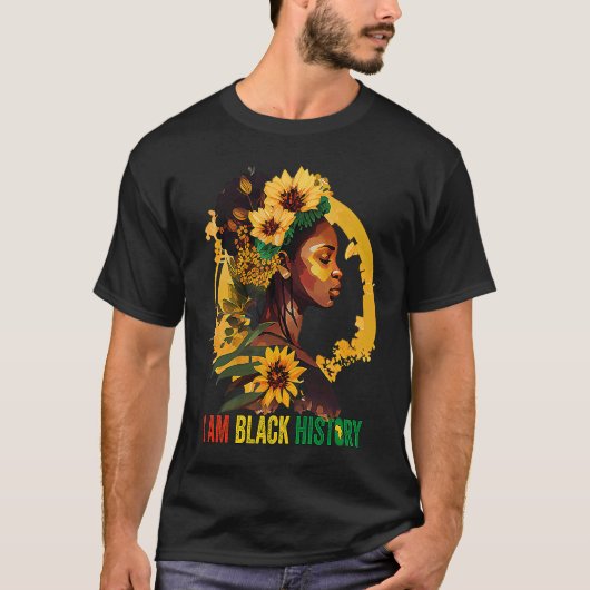 I AM BLACK HISTORY Women Girls Black Queen Month H Tシャツ (正面)