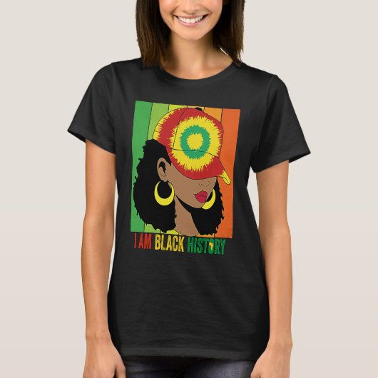 I AM BLACK HISTORY Women Girls Black Queen Month H Tシャツ (正面)