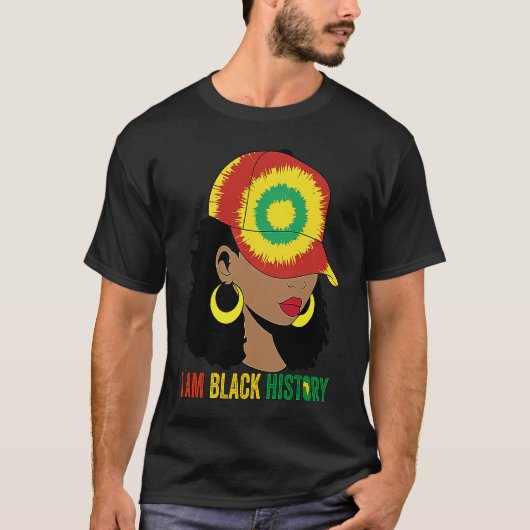 I AM BLACK HISTORY Women Girls Black Queen Month H Tシャツ (正面)