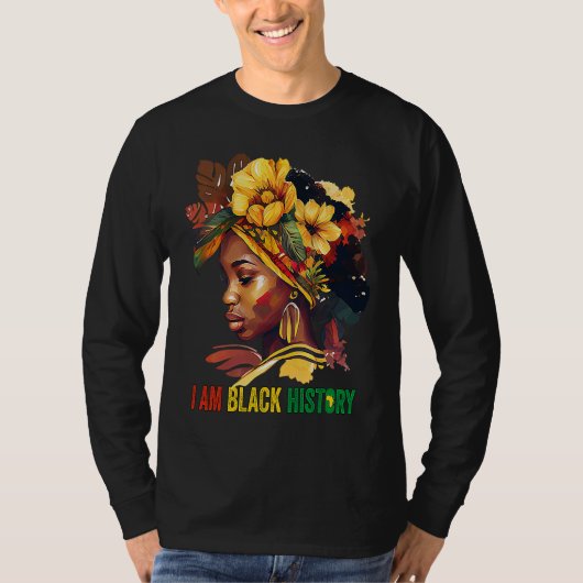I AM BLACK HISTORY Women Girls Black Queen Month H Tシャツ (正面)