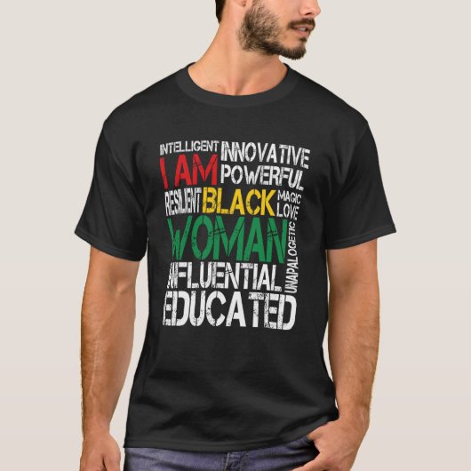 I Am Black Woman Black History Month African Ameri Tシャツ (正面)