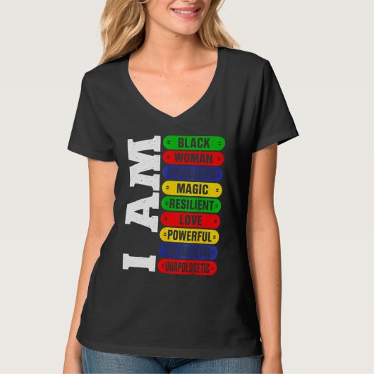 I Am Black Woman Educated Melanin Black History Mo Tシャツ (正面)