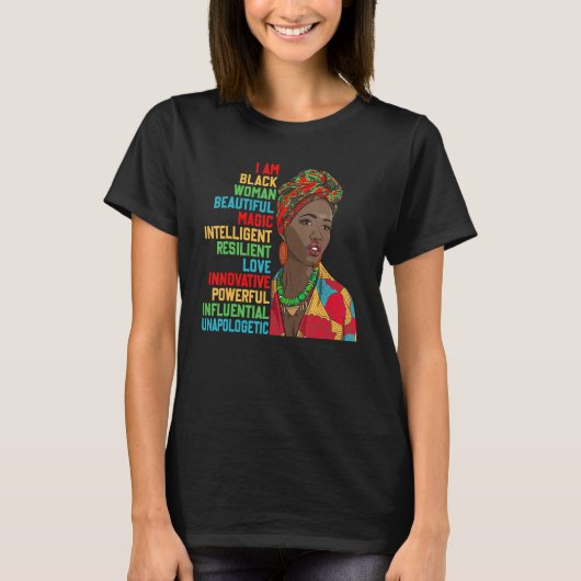 I Am Black Woman Educated Melanin Black History Mo Tシャツ (正面)