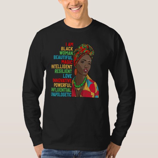 I Am Black Woman Educated Melanin Black History Mo Tシャツ (正面)