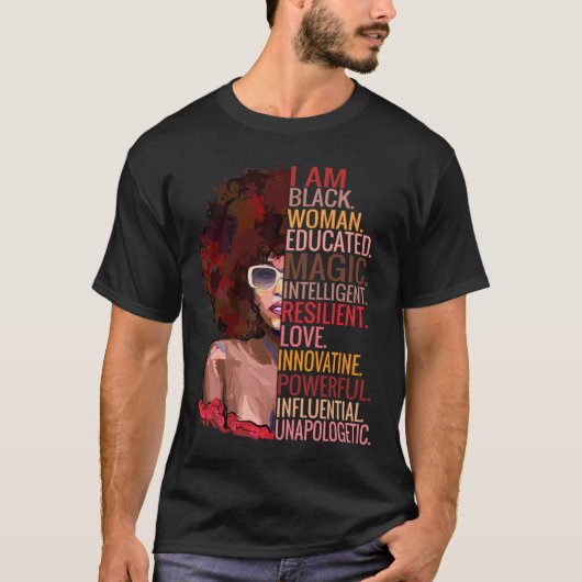 I Am Black Woman Educated Melanin Queen African Gi Tシャツ (正面)