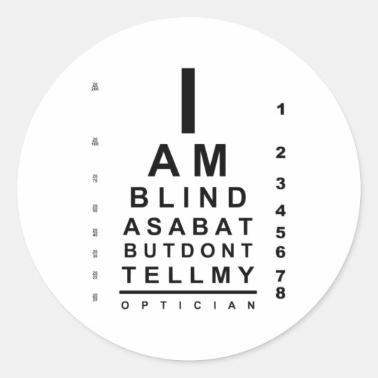 I am blind as a bat eye chart ラウンドシール (正面)