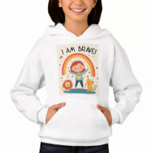 I Am Brave – キッズ肯定フード付きスウェットシャツ