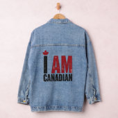 I Am Canadian - Patriotic Statement & Maple leaf デニムジャケット (ハンガー)