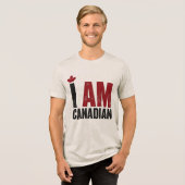 I Am Canadian - Patriotic Statement & Maple leaf トライブレンドTシャツ (正面全面)