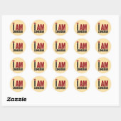 I Am Canadian - Patriotic Statement & Maple leaf ラウンドシール (シート)