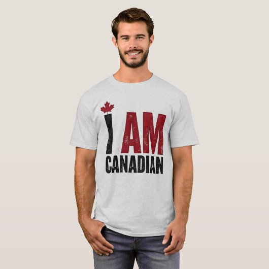 I Am Canadian - Patriotic Statement & Maple leaf Tシャツ (正面フル)