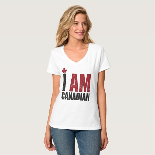 I Am Canadian - Patriotic Statement & Maple leaf Tシャツ (正面フル)