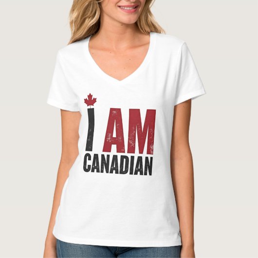 I Am Canadian - Patriotic Statement & Maple leaf Tシャツ (正面)