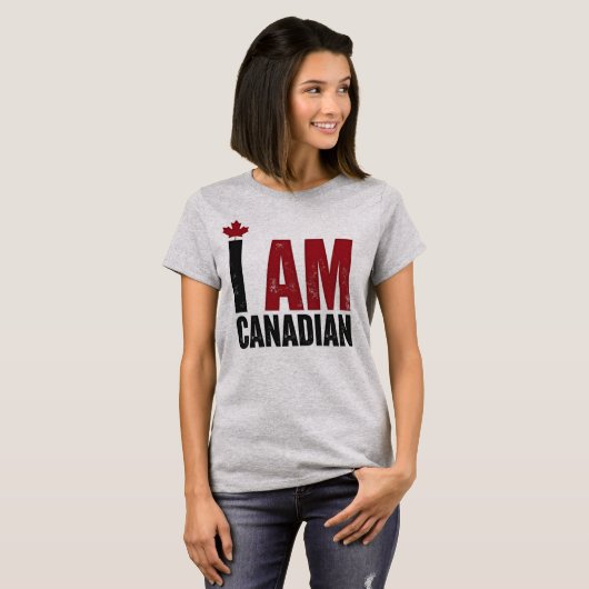 I Am Canadian - Patriotic Statement & Maple leaf Tシャツ (正面フル)