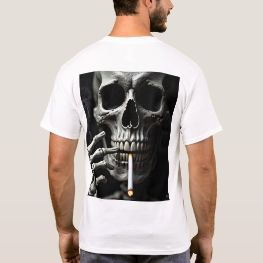 "I Am Dead Already" Skeleton Smoker - Dark Gothic Tシャツ (裏面)