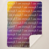 I Am Enough Rainbow Affirmation Pattern Design シェルパブランケット (正面)