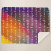 I Am Enough Rainbow Affirmation Pattern Design シェルパブランケット (正面(横))