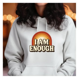 I Am Enough Retro Rainbow Stripes パーカ
