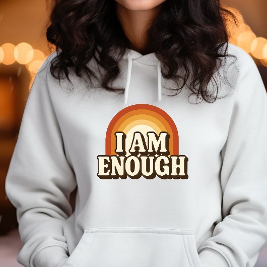 I Am Enough Retro Rainbow Stripes パーカ