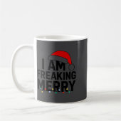 I Am Freaking Merry With Santa Hat Graphic Funny C コーヒーマグカップ (左)