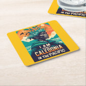 I am from Caledonia, Nouvelle-Calédonie, kanak スクエアペーパーコースター (アングル)