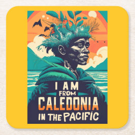 I am from Caledonia, Nouvelle-Calédonie, kanak スクエアペーパーコースター