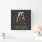 I Am God’s Child Bear Graphic スクエア壁時計 (ホーム)