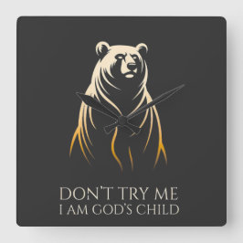 I Am God’s Child Bear Graphic スクエア壁時計